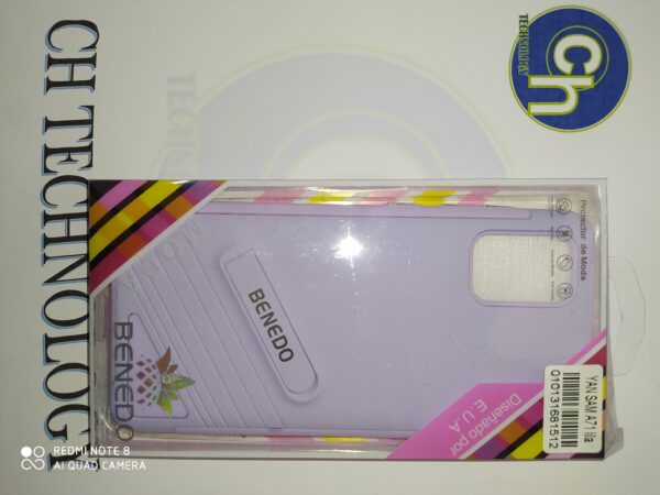 FUNDA SOPORTE CON MICA SAM A71 LILA
