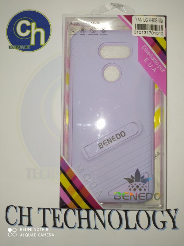 FUNDA SOPORTE CON MICA LG K40S LILA