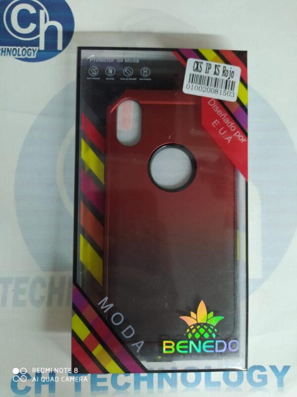 F BICOLOR CON MICA IPHONE XS ROJO