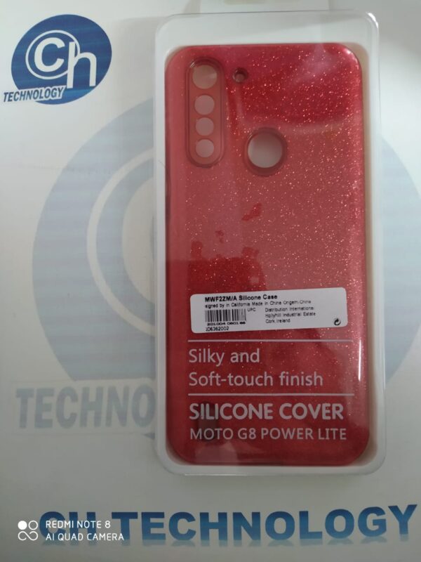 FUNDA GLITTER MOTO G8 POWER LITE ROJO