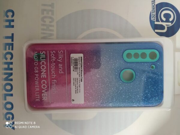 FUNDA GLITTER MOTO G8 POWER LITE BICOLO