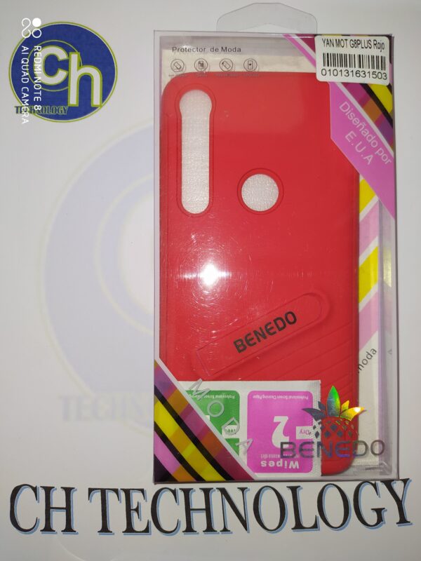 FUNDA SOPORTE CON MICA MOTO G8 PLUS ROSA - Imagen 2