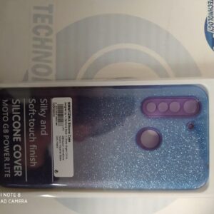 FUNDA GLITTER MOTO G8 POWER LITE AZUL