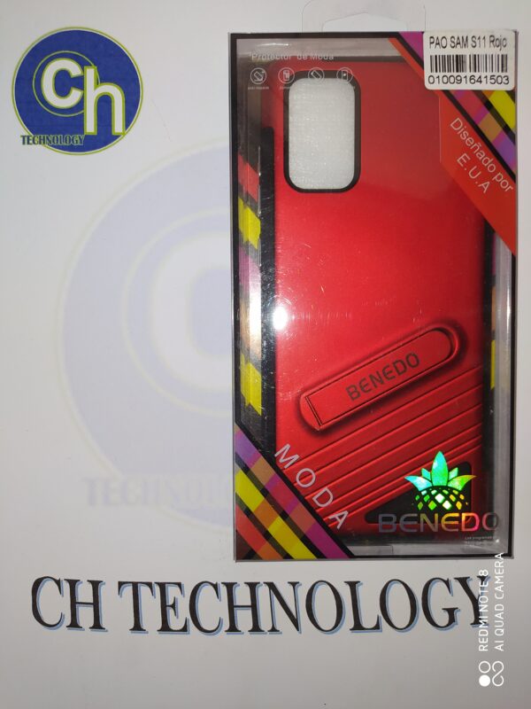 FUNDA SOPORTE CON MICA SAM S11 PLUS ROJO
