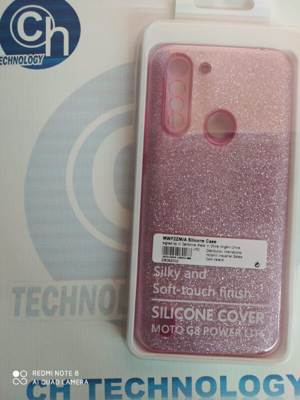 FUNDA GLITTER MOTO G8 POWER ROSA